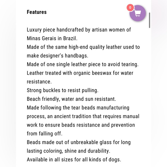 New Limited Edition Sambboho Charlotte Purple Beaded Leather Dog Collar sz 20-22 - Picture 10 of 16